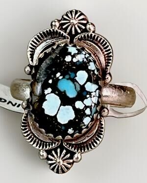 Blue Moon Turquoise Sterling Silver Ring Southwestern Statement Adjustable 5.5g